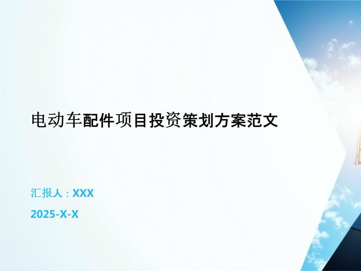 電動(dòng)車配件項(xiàng)目投資策劃方案范文.pptx